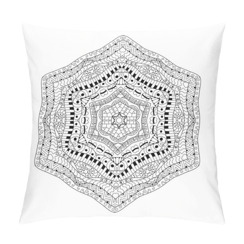 Personality  Black And White Contour Background. Ornamental Ethnic Pattern. C Pillow Covers