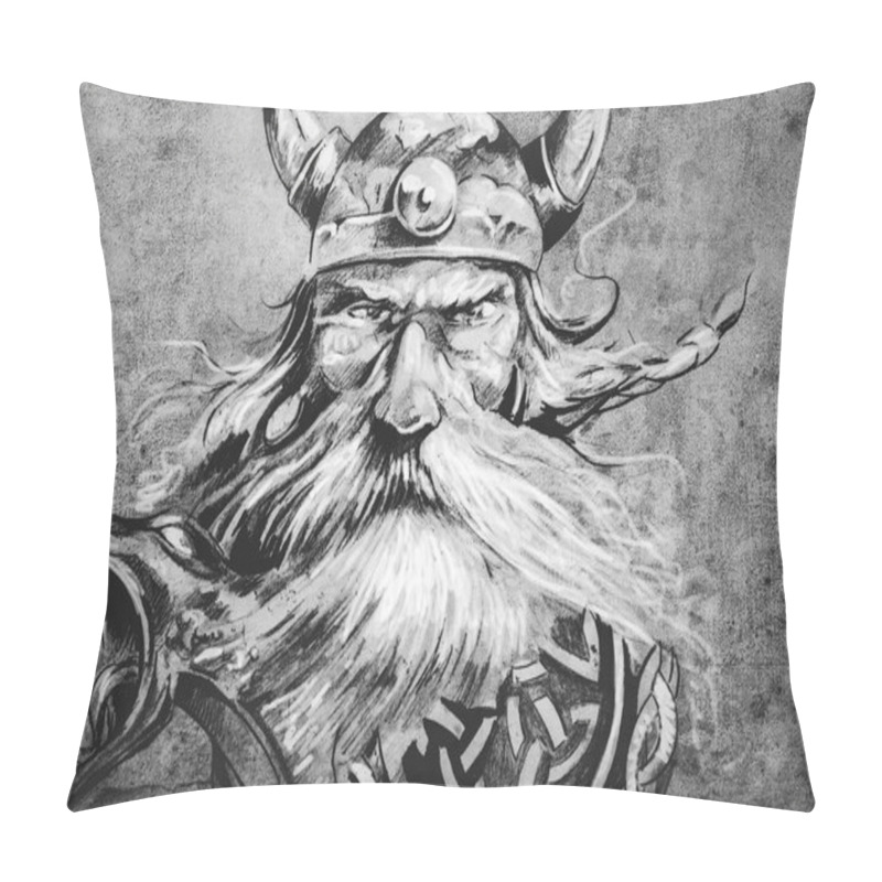 Personality  Viking Warrior Tattoo Illustration Pillow Covers