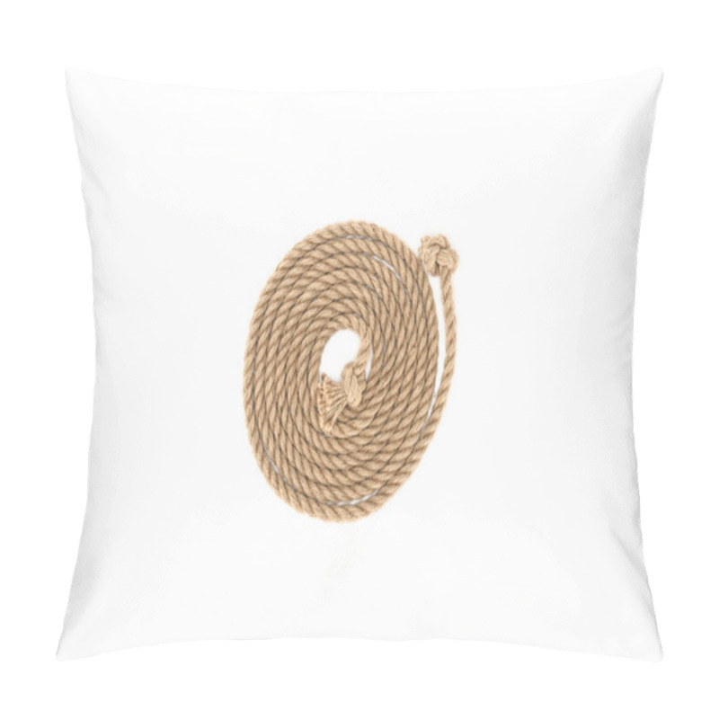 Personality  Top View Of Arranged Brown Marine Rope With Knots Isolated On White Pillow Covers