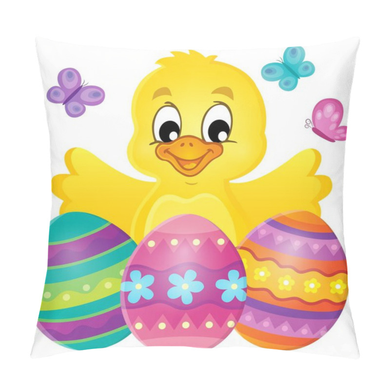 Personality  Chicken With Easter Eggs Theme Image 1 Pillow Covers