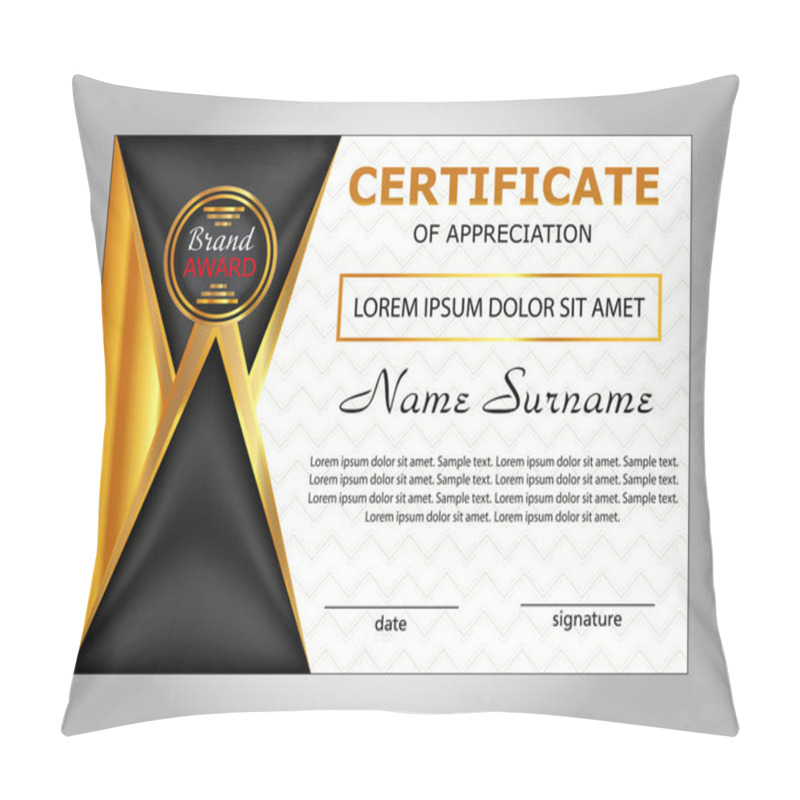 Personality  Design Certificate Of Appreciation, Diploma. Horizontal Template. Vector  Pillow Covers