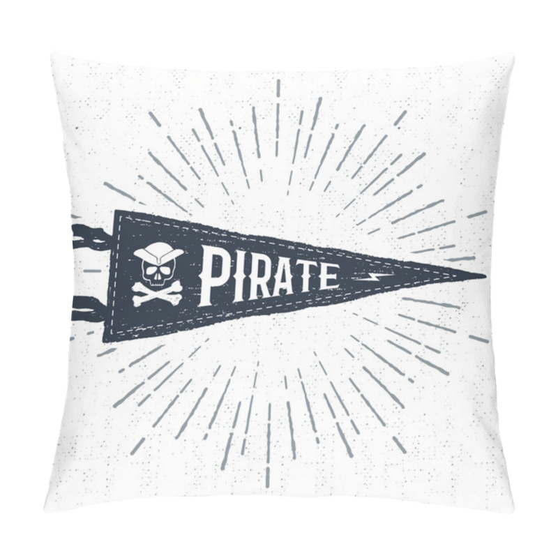 Personality  Hand Drawn Adventure Pennant Flag Vector Illustration. Pillow Covers