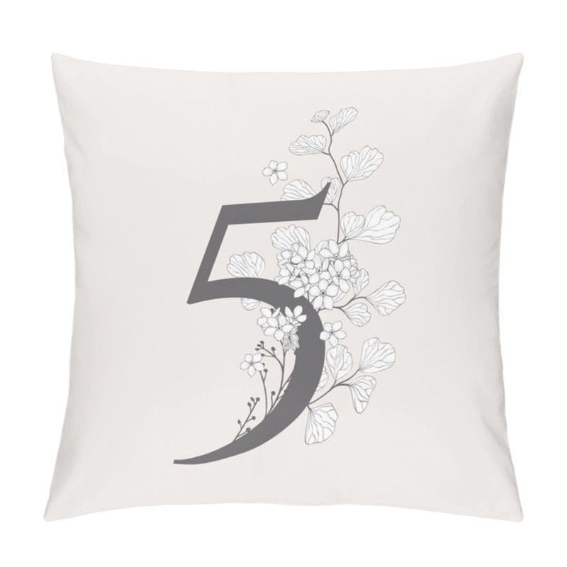 Personality  Vector Blooming Floral Number 5 Monogram And Logo Pillow Covers