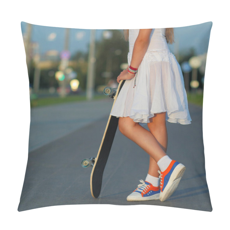 Personality  Teenager Legs In Sneakers With Skateboard Pillow Covers