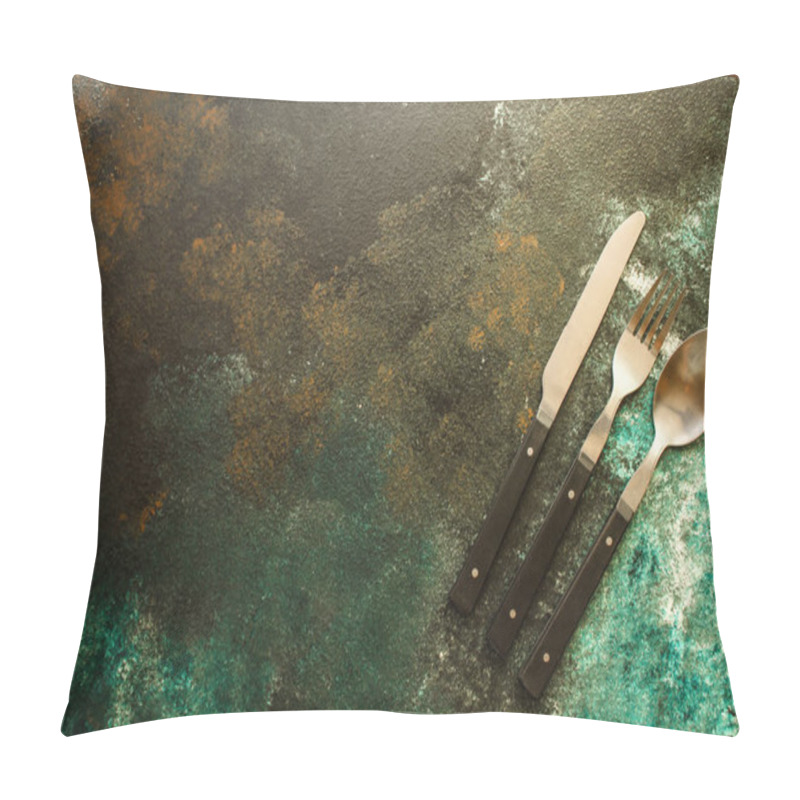 Personality  Cutleryrustic, Used For Eating Or Serving (fork, Knife, Spoon - Set). Food Background. Copy Space Pillow Covers