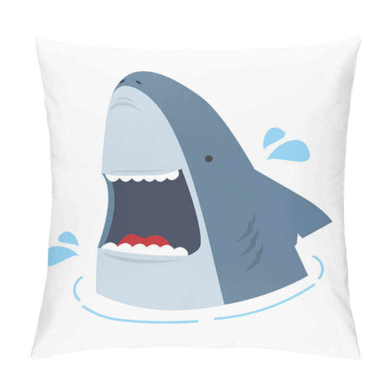 Personality  Cute Shark With Open Mouth Vector Illustration Pillow Covers