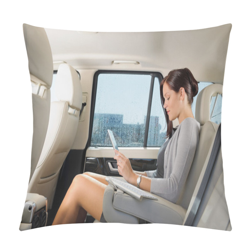 Personality  Executive Businesswoman In Car Work Touch Tablet Pillow Covers