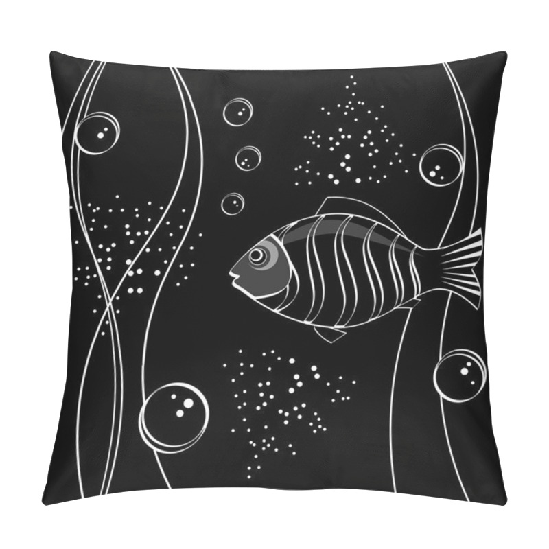 Personality  Underwater Scene. Fish, Seaweeds, Bubbles. Pillow Covers