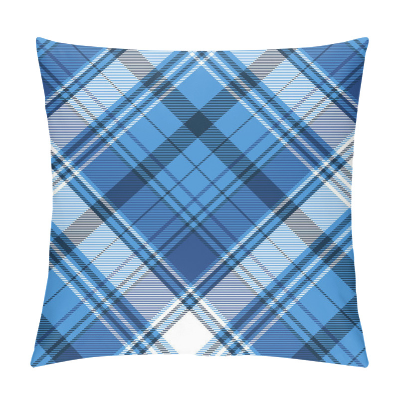 Personality  Blue Tartan Fabric Texture. Vector Illustration. Pillow Covers