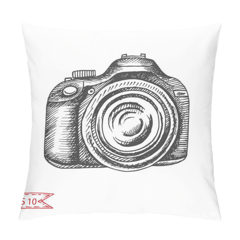 Personality  Vector Hand Drawn Sketch Of Retro Professional Camera Pillow Covers