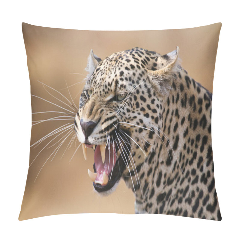 Personality  Snarling Leopard In The Timbavati Game Reserve, South Africa. Pillow Covers