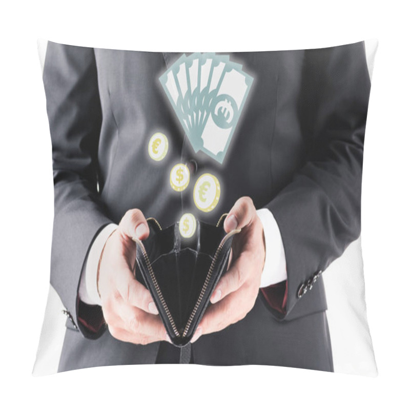 Personality  Businessman Holding Wallet   Pillow Covers