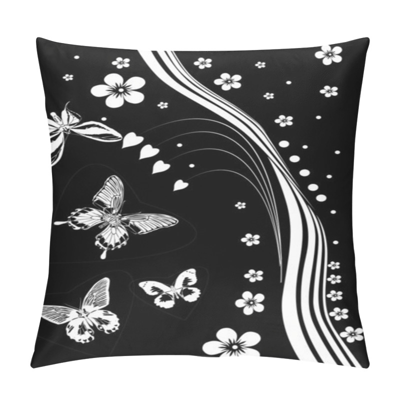 Personality  White Silhouettes Of Butterflies And Flowers Pillow Covers