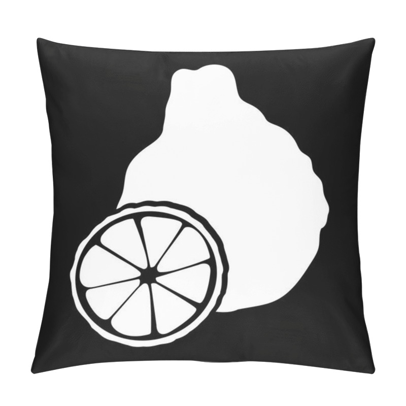 Personality  Citrus Fruit Icon. White Silhouette Flat Style. Bergamot, Lemon, Grapefruit, Lime, Mandarin, Pomelo, Yuzu, Blood Orange, Kumquat. For Cosmetics, Fresh Bar Store Bio Products Prints Textile. Vector Illustration. Pillow Covers