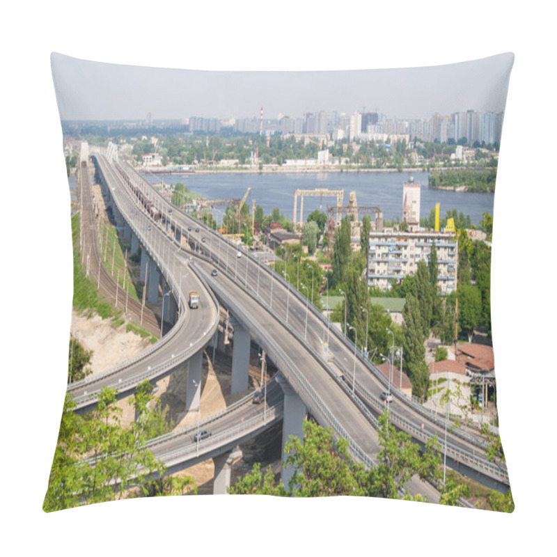 Personality  View Of Highway And Railway Bridges From A Hill Over The Dnieper Pillow Covers