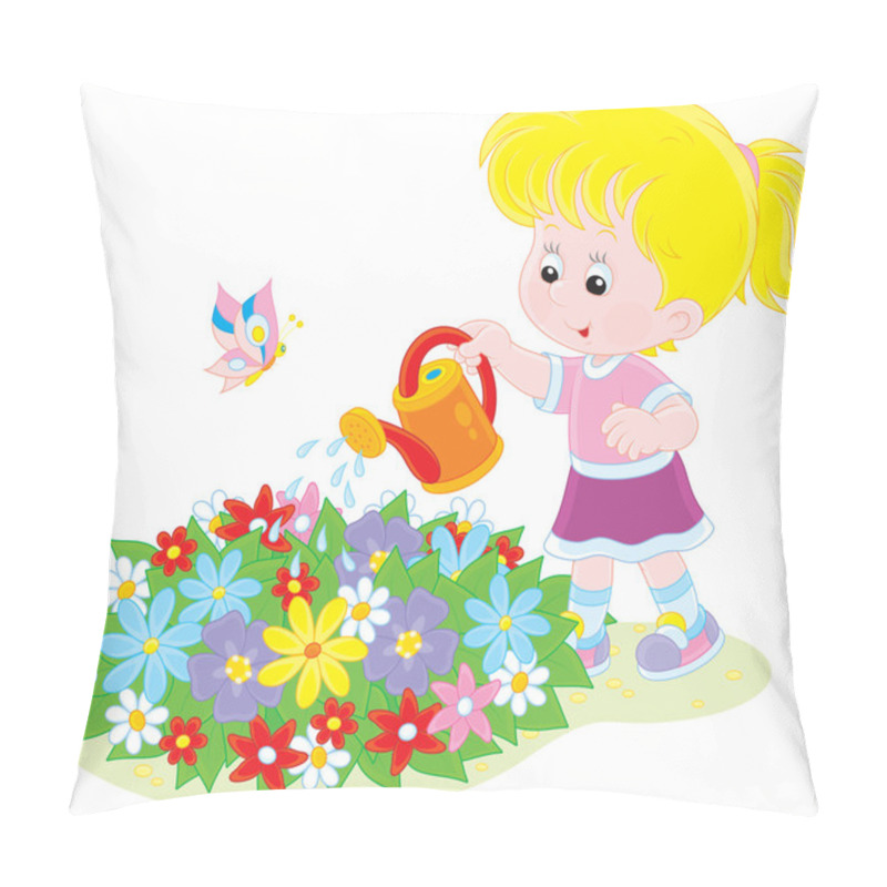 Personality  Girl Watering Flowers Pillow Covers