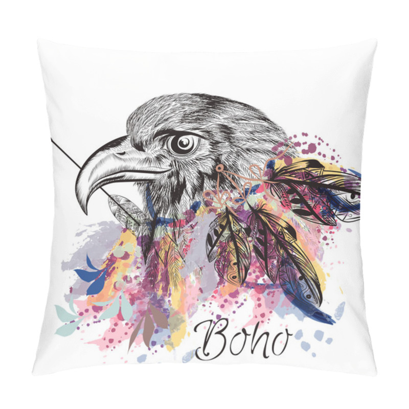 Personality  Boho Tribal Design With Eagle Holding Arrow And Feathers In Wate Pillow Covers