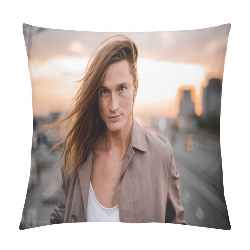 Personality  Portrait Of Handsome Redhead And Blue-eyed Man Pillow Covers