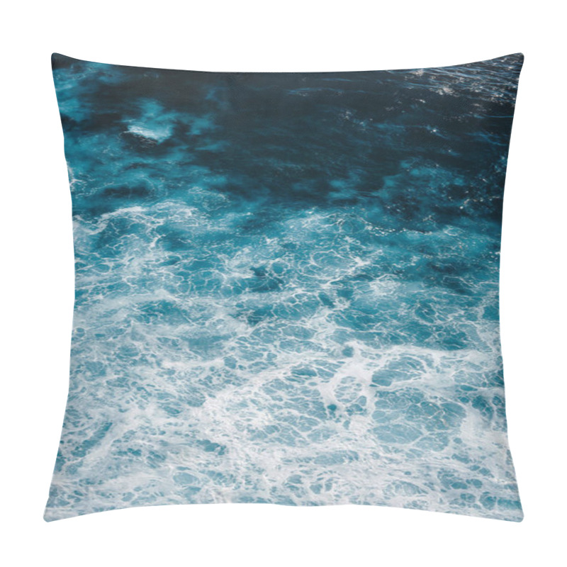 Personality  Aerial View To Ocean Waves. Blue Water Background. Pillow Covers