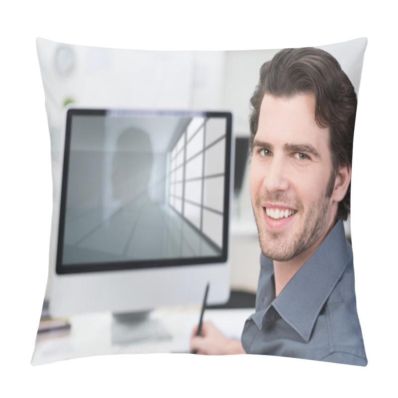 Personality  Businessman Working With His Computer Pillow Covers