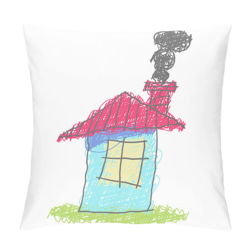 Personality  House Exterior Isolated On White Background. Drawings Of Houses. Pillow Covers