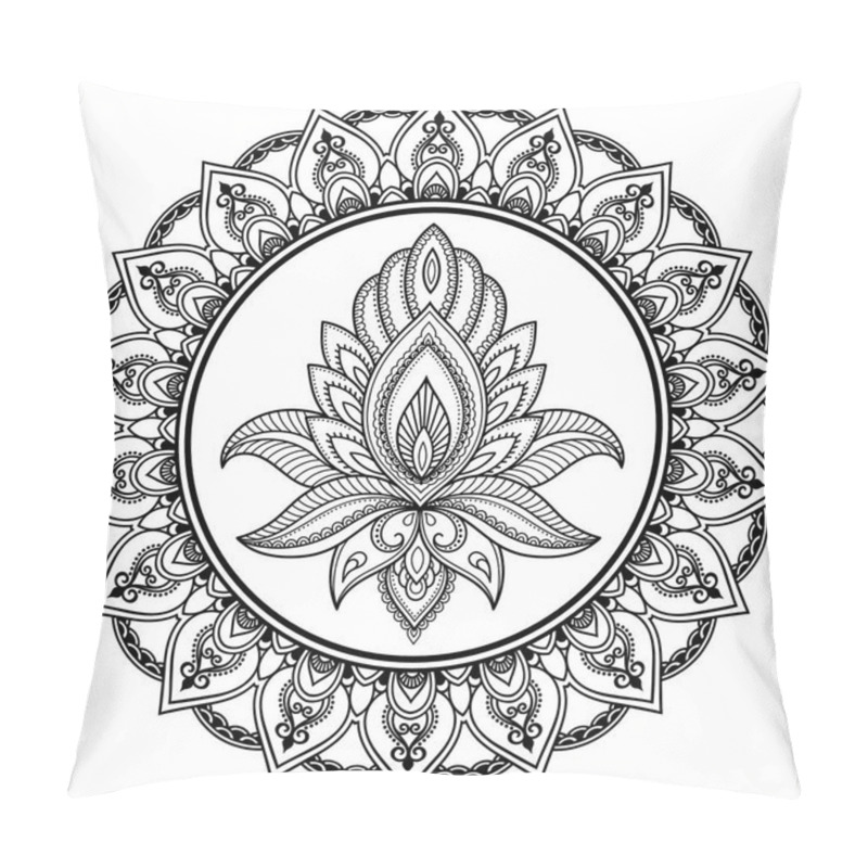 Personality  A Circular Pattern In The Form Of A Mandala. Henna Tattoo Flower Template In Indian Style. Ethnic Floral Paisley - Lotus. Mehndi Style. Decorative Pattern In Oriental Style. Pillow Covers