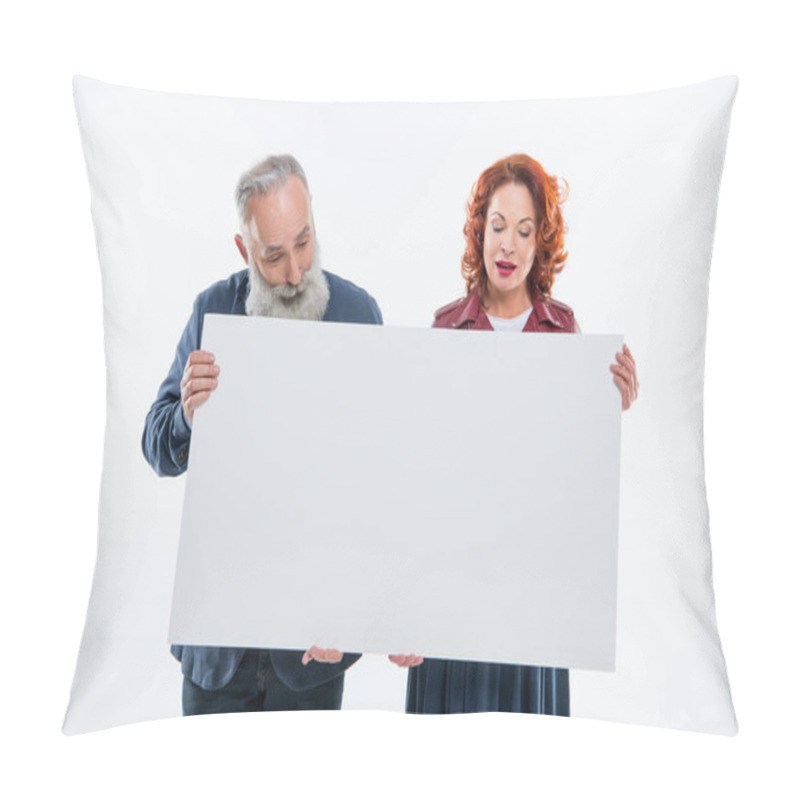 Personality  Couple Holding Blank Card Pillow Covers