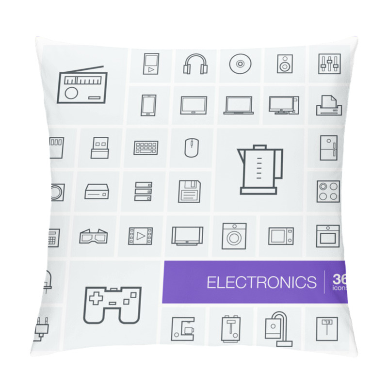 Personality  Illustration With Electronics Icons Set Pillow Covers