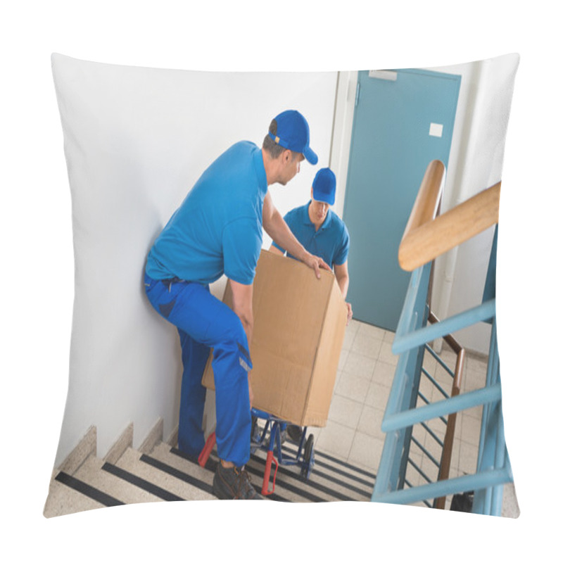 Personality  Two Movers With Box On Staircase Pillow Covers