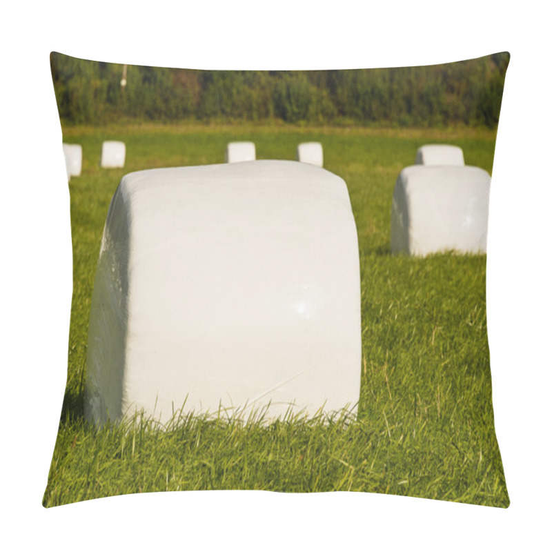 Personality  Bales Of A Green Crop, Wrapped Up In Plastic For Storage Pillow Covers