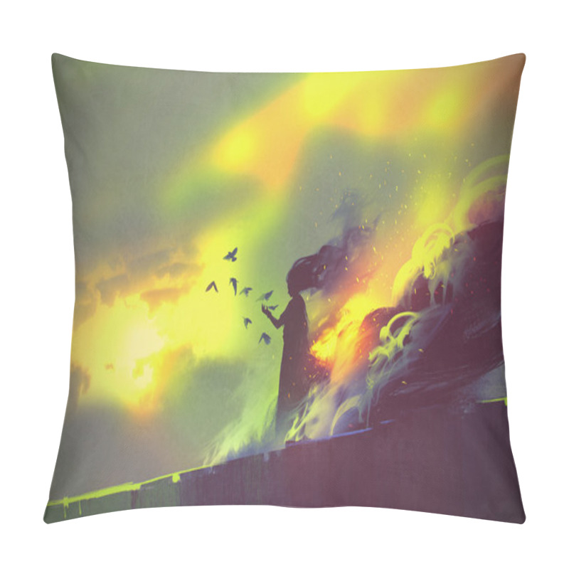 Personality  Burning Woman,illustration Painting Pillow Covers