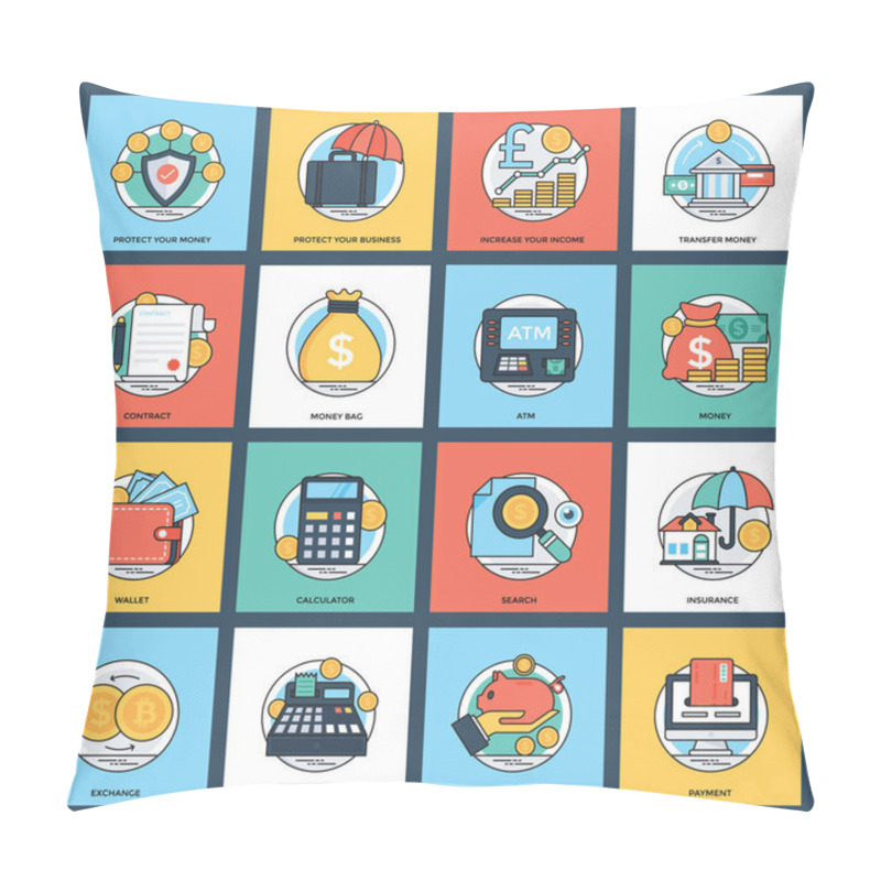 Personality  Business And Data Management Vector Icons  Pillow Covers