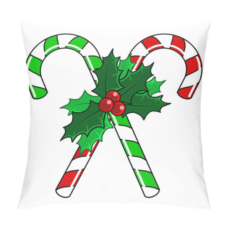 Personality  Candy Canes With Holly Pillow Covers