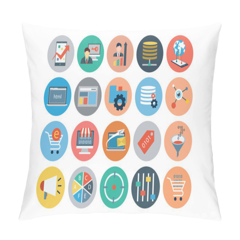 Personality  Flat Universal Web Vector Icons 4 Pillow Covers