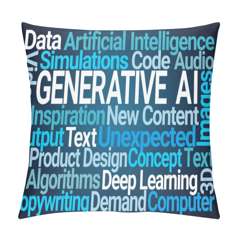 Personality  Generative AI Word Cloud On Blue Background Pillow Covers