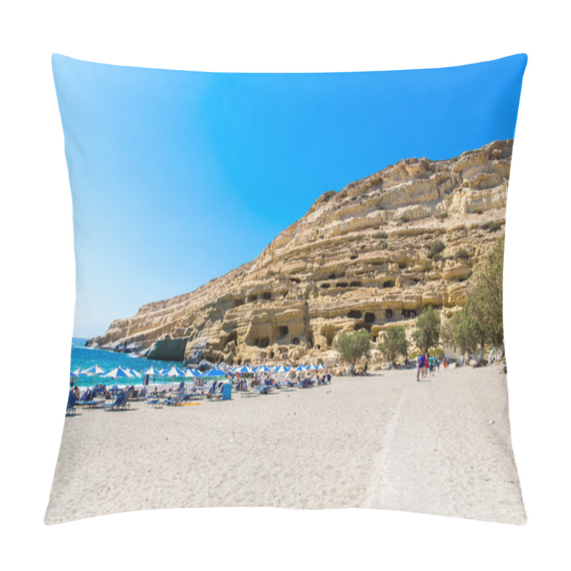 Personality  Pebbly Beach Matala, Greece Crete. Pillow Covers