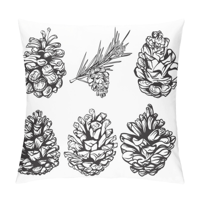 Personality  Set Of Christmas Hand Drawn Pine Cones Pillow Covers