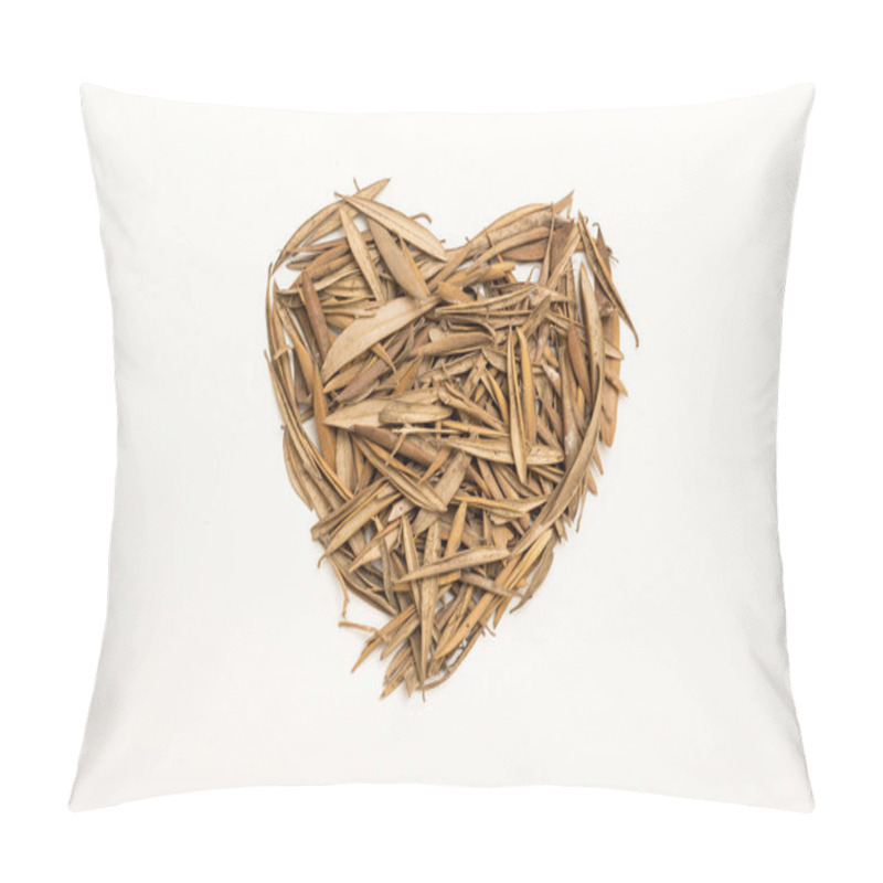 Personality  Heart Made Of Yellow Brown Dry Leaves, Isolated On White Background Pillow Covers