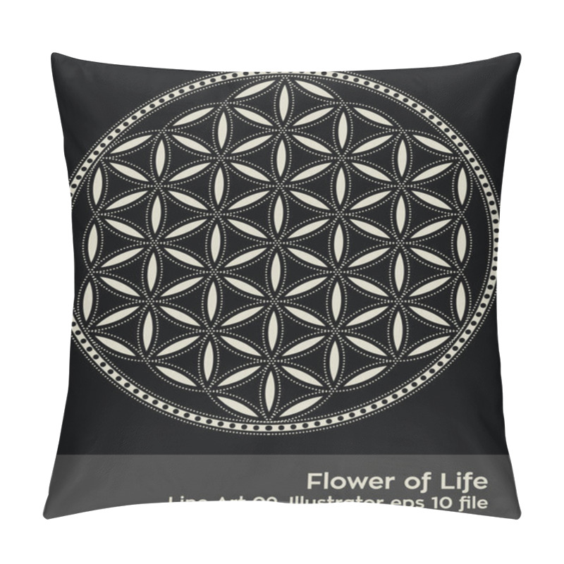 Personality  Buddhism Chakra Illustration: Flower Of Life With Dots Pillow Covers