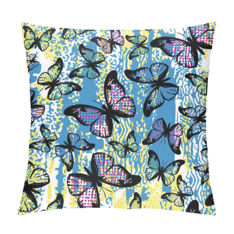 Personality  Continuous Design Of Butterflies. Pattern Seamless For Textile Industry.  Pillow Covers