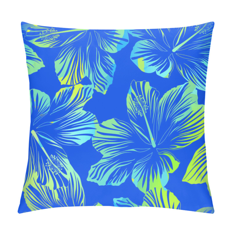 Personality  Tropical Flowers Blue Seamless Pattern With Watercolour Effect Pillow Covers