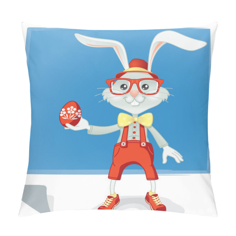 Personality  Hipster Easter Bunny Cartoon Pillow Covers