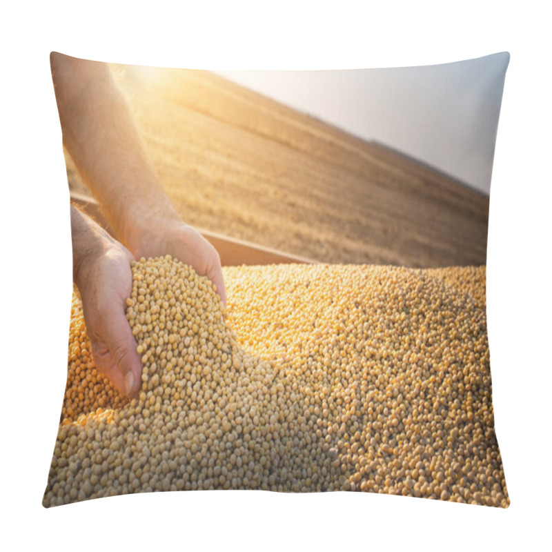 Personality  Hands Of Peasant Holding Soy Beans  Pillow Covers