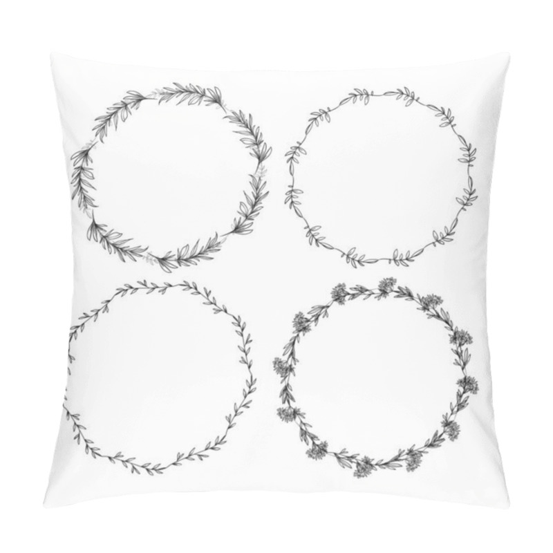 Personality  Vector Hand Drawn Floral Wreath Illustration On White Pillow Covers