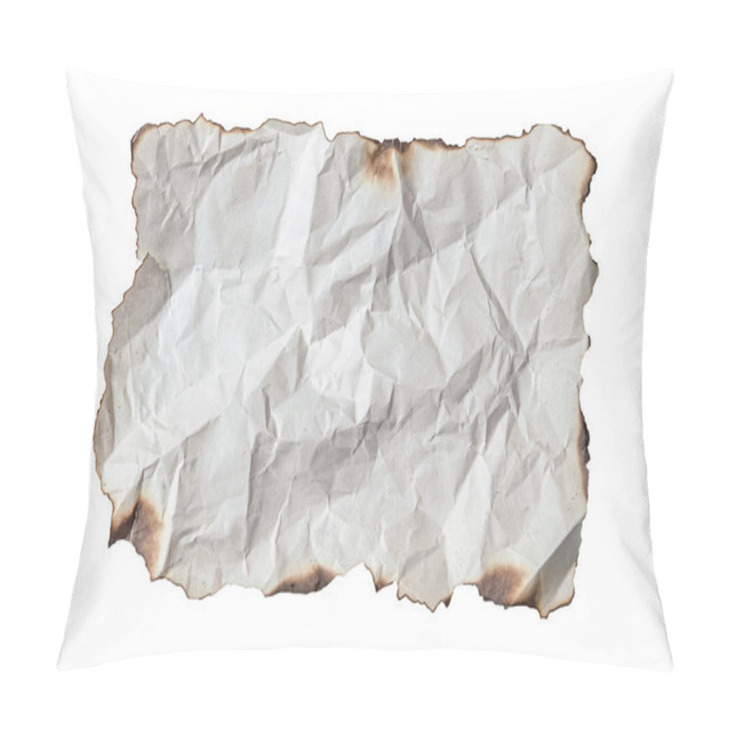 Personality  Crumpled Charred Paper Isolated On White Pillow Covers