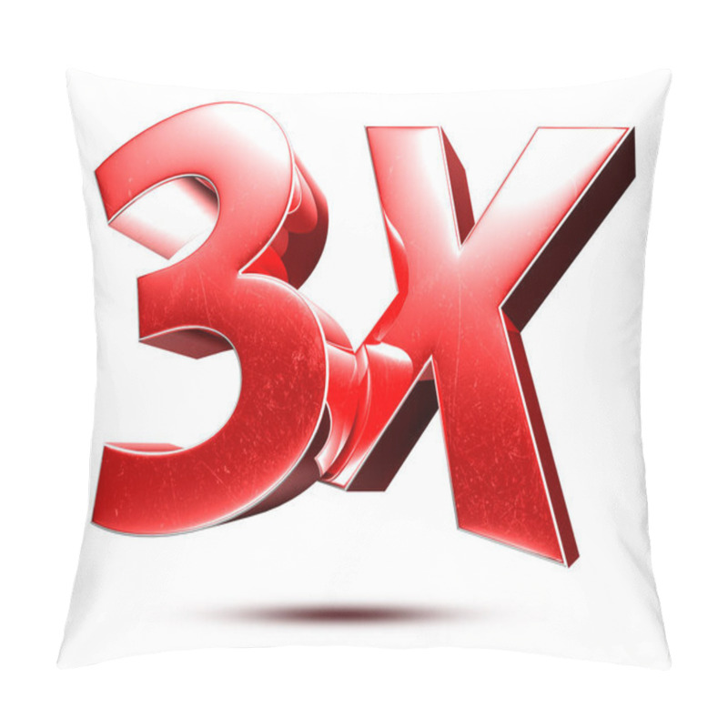 Personality  3x Red Isolated On White Background Illustration 3D Rendering With Clipping Path. Pillow Covers