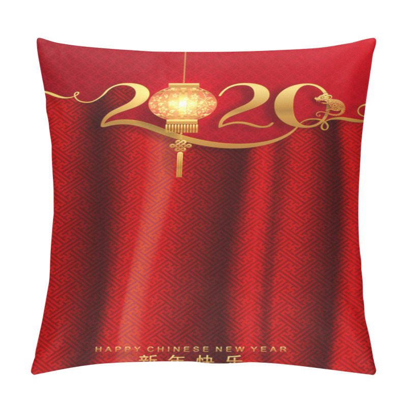 Personality  Happy Chinese New Year 2020 Year Of The Rat ,paper Cut Rat Character,flower And Asian Elements With Craft Style On Background. (Chinese Translation : Happy Chinese New Year 2020, Year Of Rat) Pillow Covers