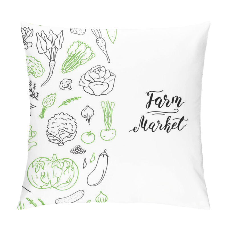 Personality  Vector Hand Drawn Doodle Vegetables Icons Background With Place For Text Illustration Pillow Covers