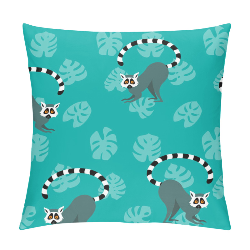 Personality  Seamless Pattern With Cute Lemurs Pillow Covers