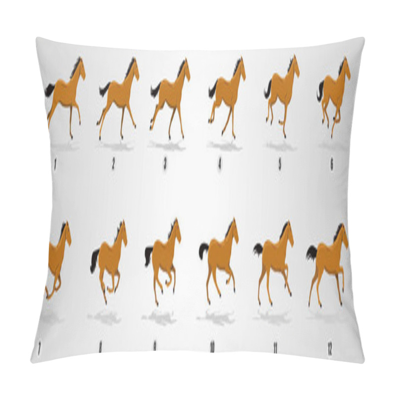 Personality  Horse Run Cycle, Animation Sprite Sheets, Jokey, Run Cycle, Loop Animation Pillow Covers